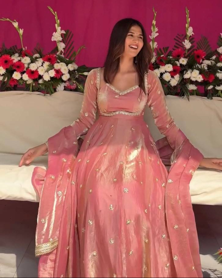 RASSNIKA LIGHT PINK ANARKALI SUIT SET