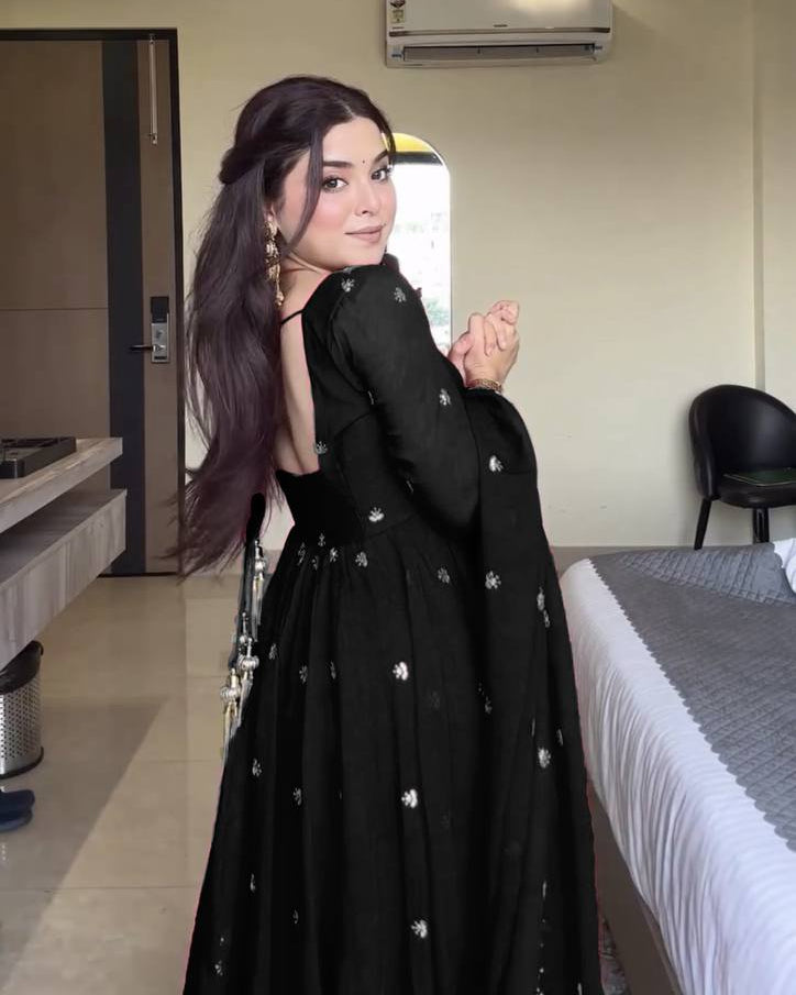 Neha's Black Embroidered Anarkali