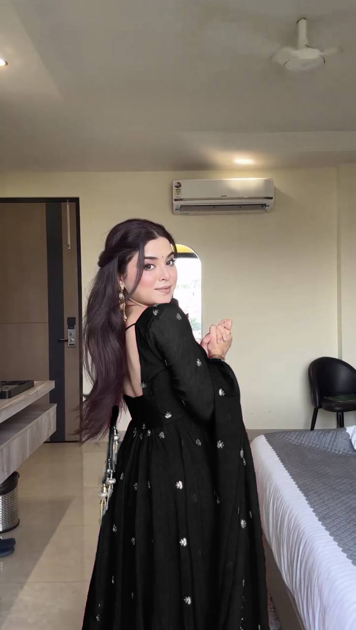 Neha's Black Embroidered Anarkali