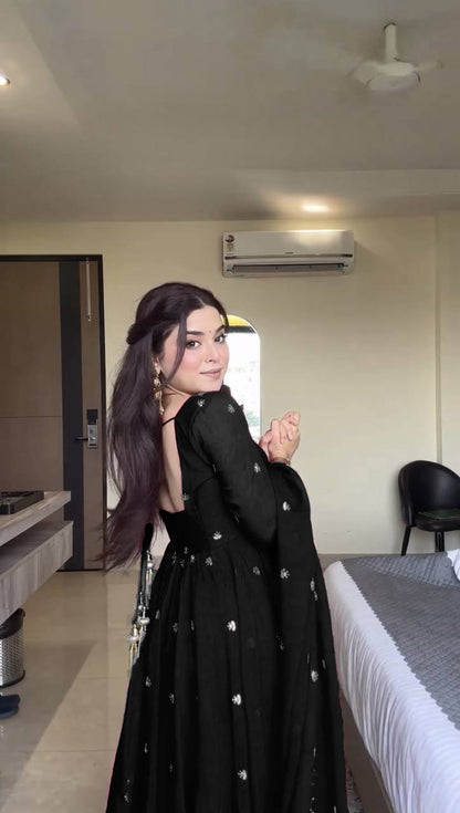 Neha's Black Embroidered Anarkali