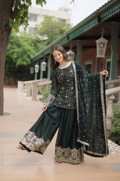 AAHANA BLACK KURTI-PLAZOO-DUPATTA