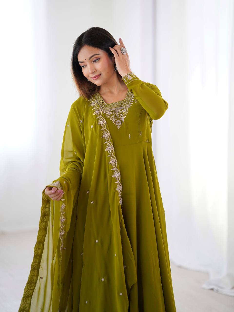 TAUSIQAT MEHNDI ANARKALI SUIT SET