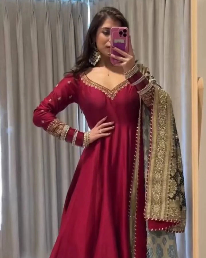Dhruvi Pink Anarkali Premium Suit Set