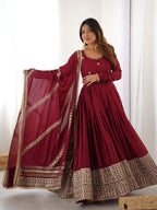 NEHA'S MARRON COLOUR TRENDING ANARKALI SUIT SET