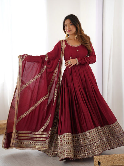 NEHA'S MARRON COLOUR TRENDING ANARKALI SUIT SET