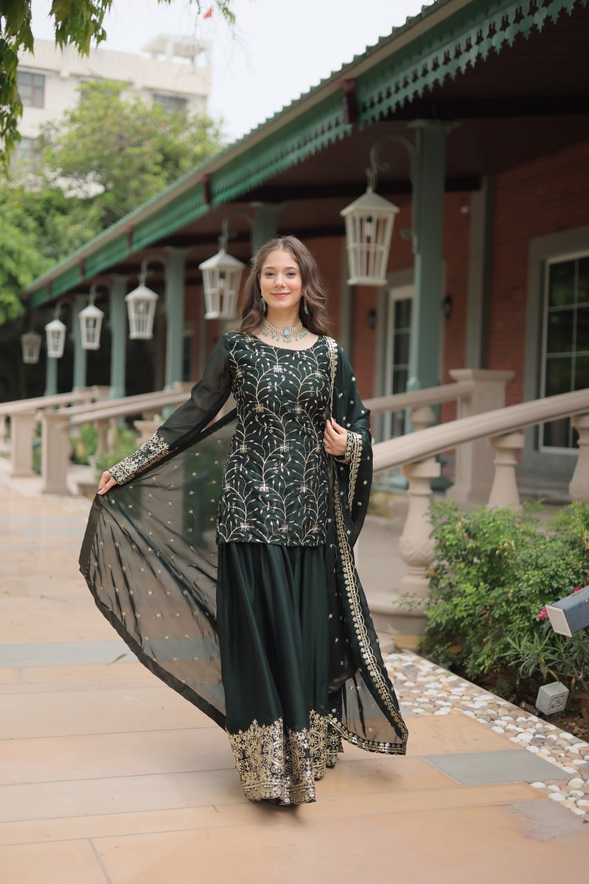 AAHANA BLACK KURTI-PLAZOO-DUPATTA