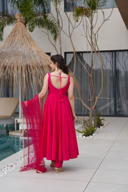 KASTURI RANI PINK ANARKALI SUIT SET