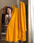 Amber Glow Yellow Georgette Anarkali Suit Set