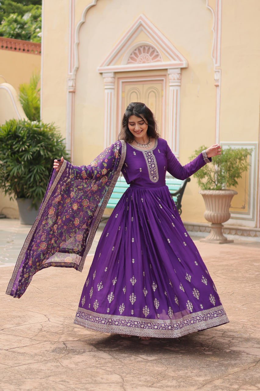 RUBINA PURPLE EMBROIDERED SUIT SET