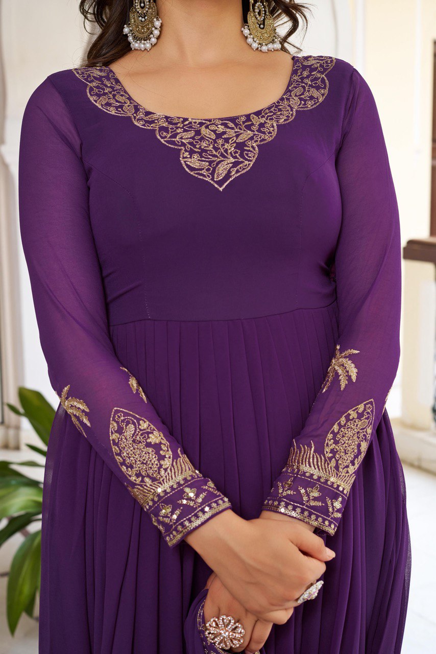 TABASOON PUPRLE ANARKALI SUIT SET