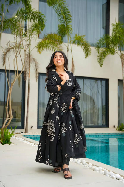 AKIRA BLACK  MASLIN ANARKALI SUIT SET