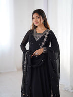 TAUSIQAT BLACK ANARKALI SUIT SET