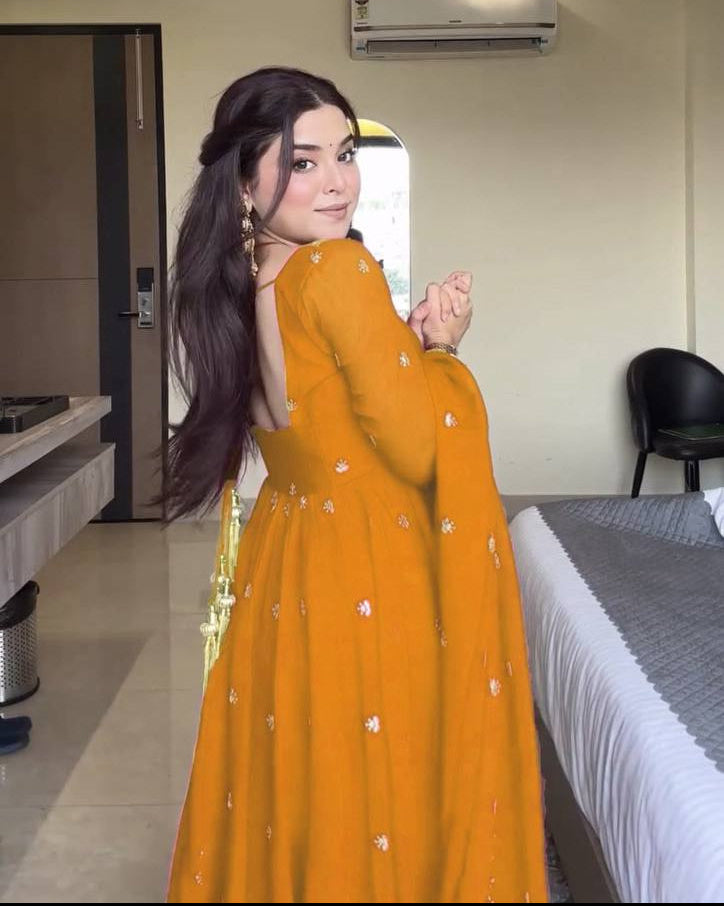 Neha's Yellow Embroidered Anarkali
