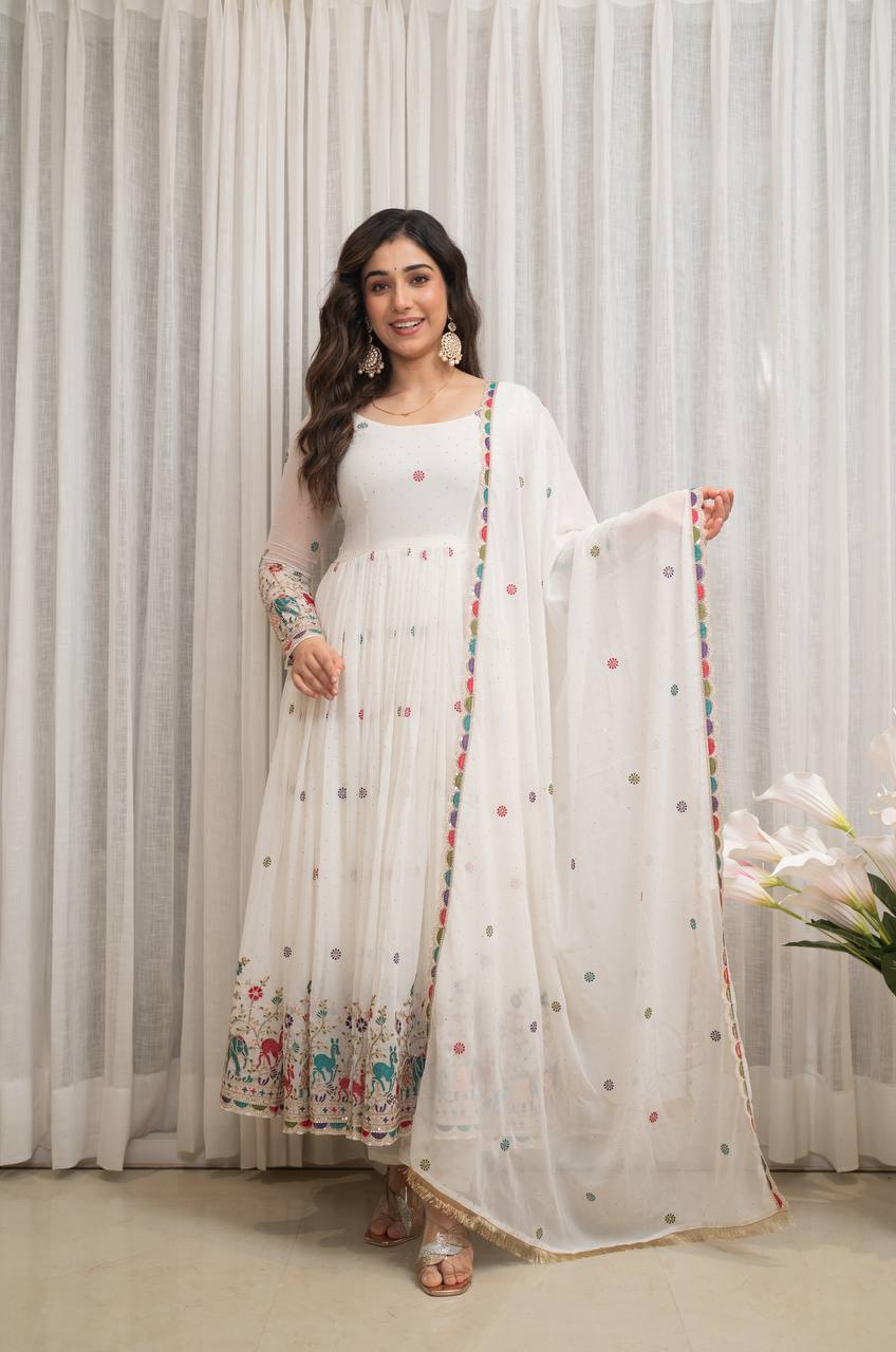Karishma White Anarkali Suit Set
