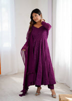 Nashita Purple Embroidery Heavy Fox Georgette Anarkali Suit Set