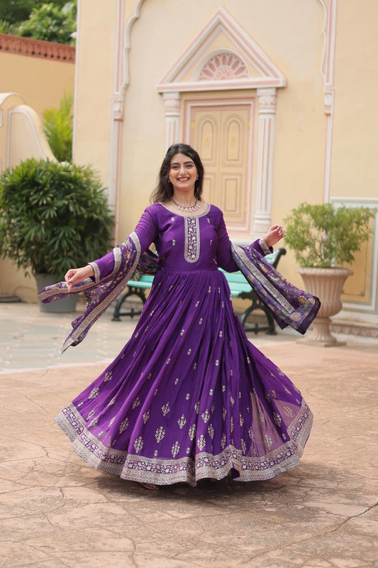 RUBINA PURPLE EMBROIDERED SUIT SET