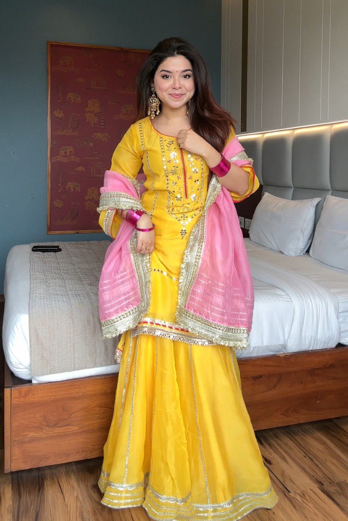 VRATIKLA NEON YELLOW COLOUR  SARARA SUIT