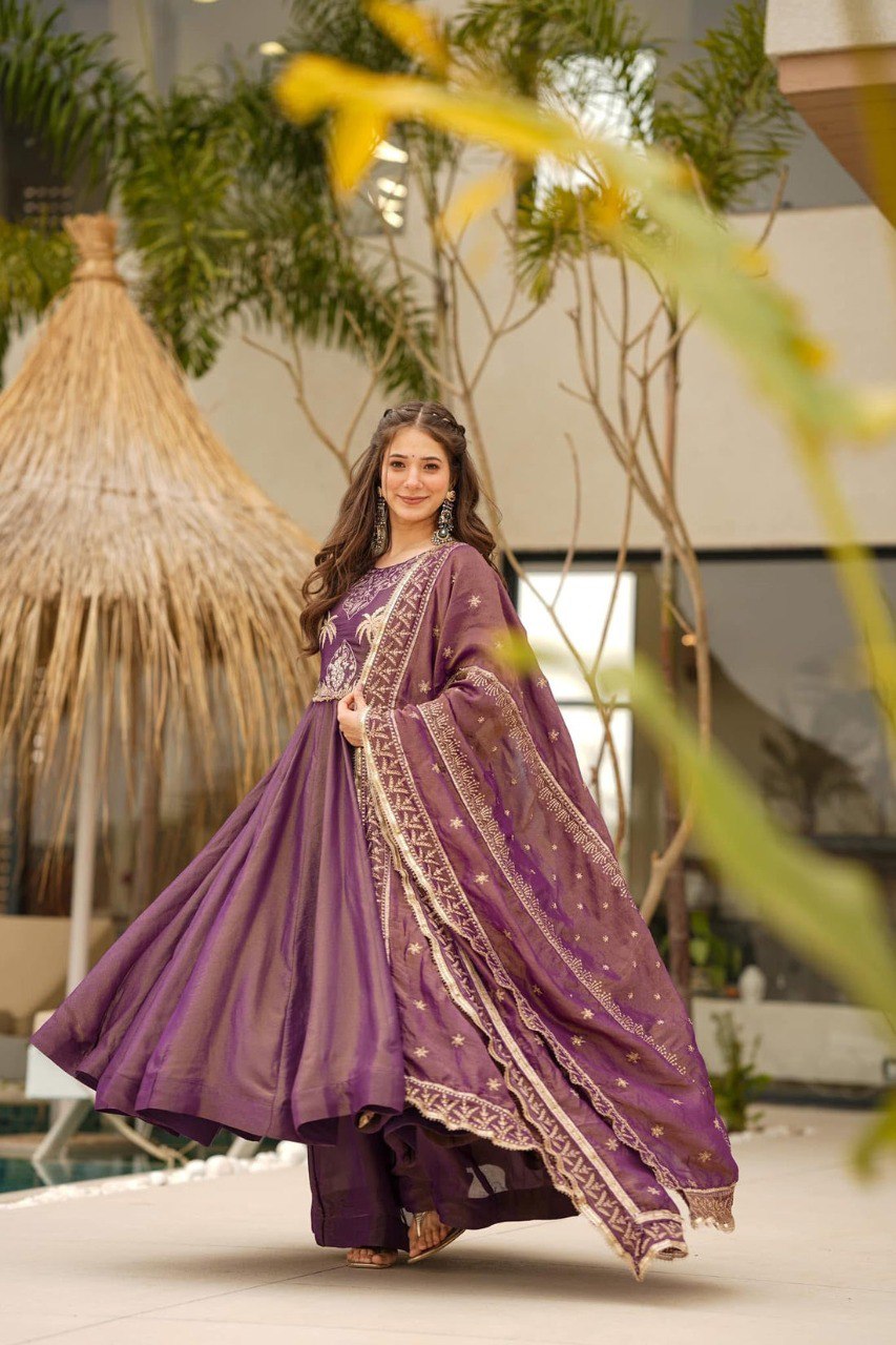 VIDHI PURPLE ANARKALI SUIT SET