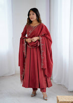 LAXMI MAROON ANARKALI SUIT SET