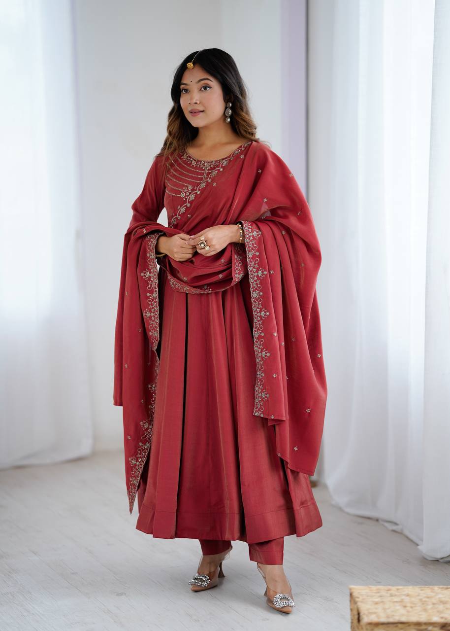 LAXMI MAROON ANARKALI SUIT SET