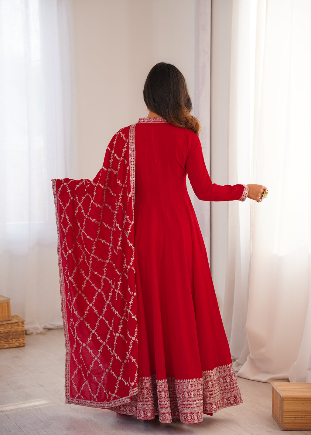 Ruhira Red Anarkali Suit Set