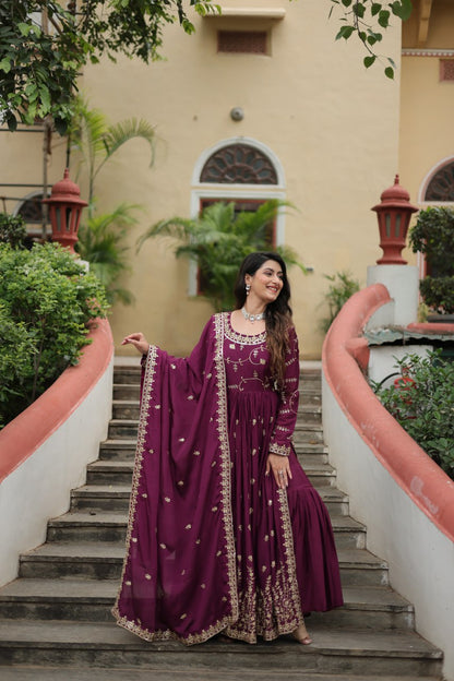 RUKSAR WINE DESIGNER SHARARA SUIT SET