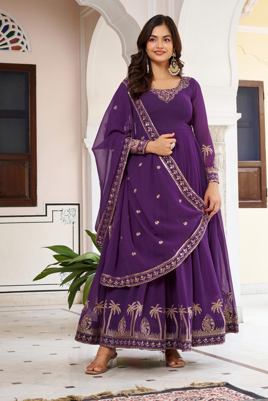 TABASOON PUPRLE ANARKALI SUIT SET