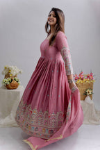Gulabi Mahal Cinon Silk Anarkali Suit Set
