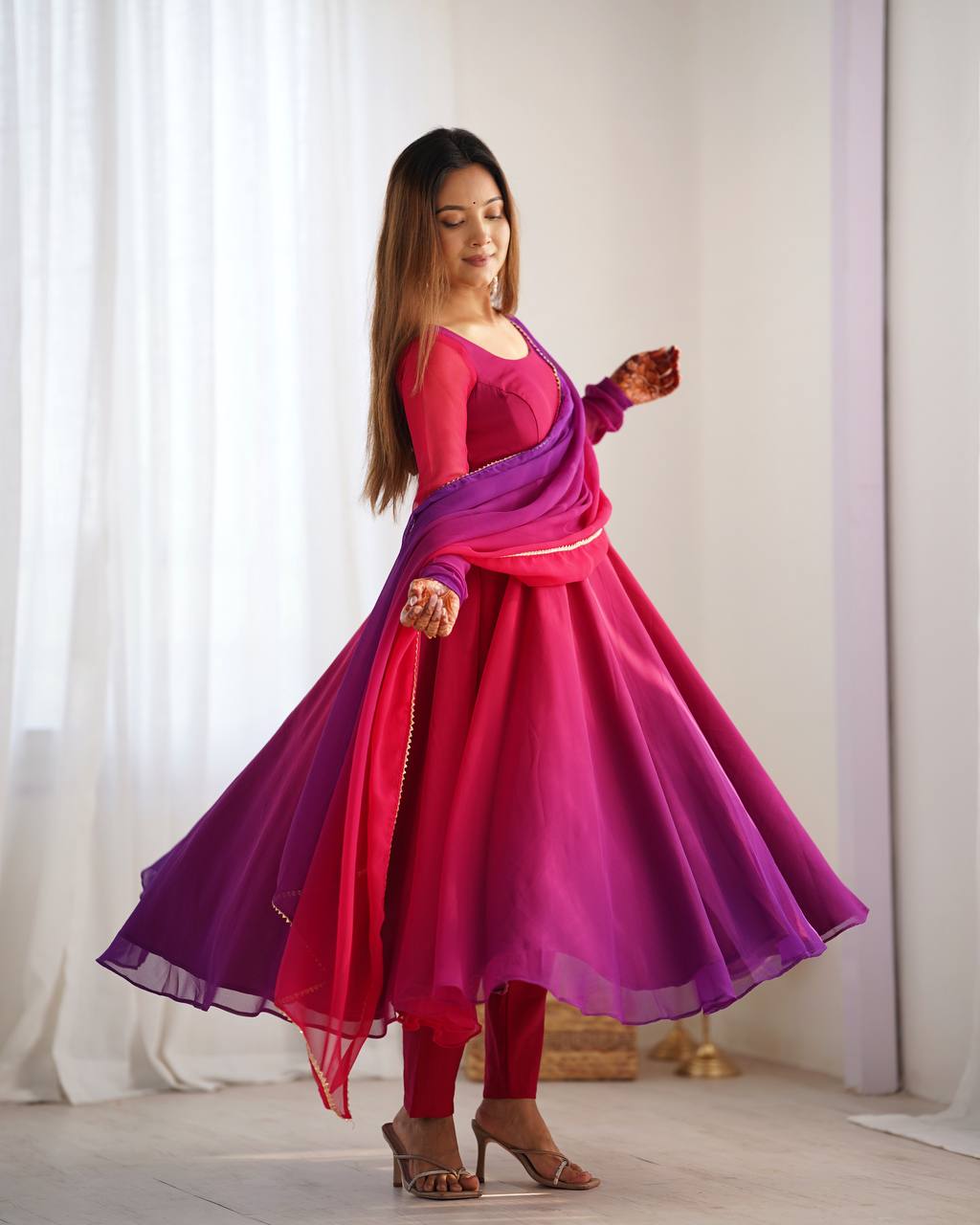NEELAYA DARKPINK LIGHTWEIGHT ANARKALI SUIT SET