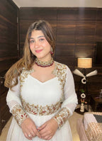 Shahzadi Ivory Gold Koti Anarkali Suit Set