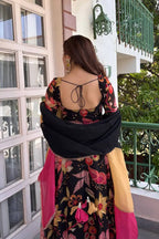 Aarna flower Black Anarkali Suit Set