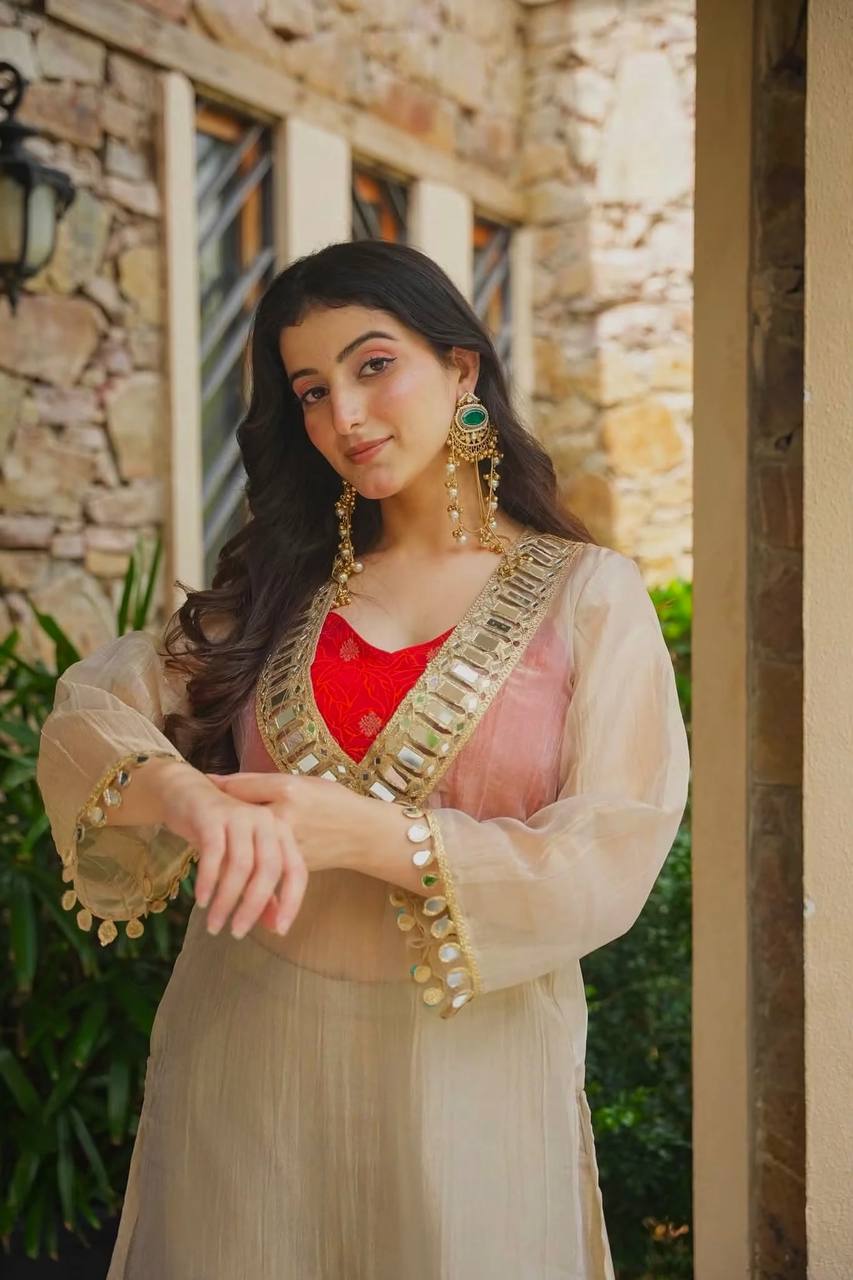 Mirror Work Anarkali Suit Set