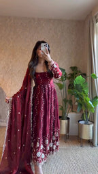 LEVISH WINE ANARKALI SUIT SET