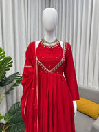 RED RUBY ANARKALI SUIT SET
