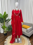RED RUBY ANARKALI SUIT SET
