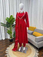 RED RUBY ANARKALI SUIT SET