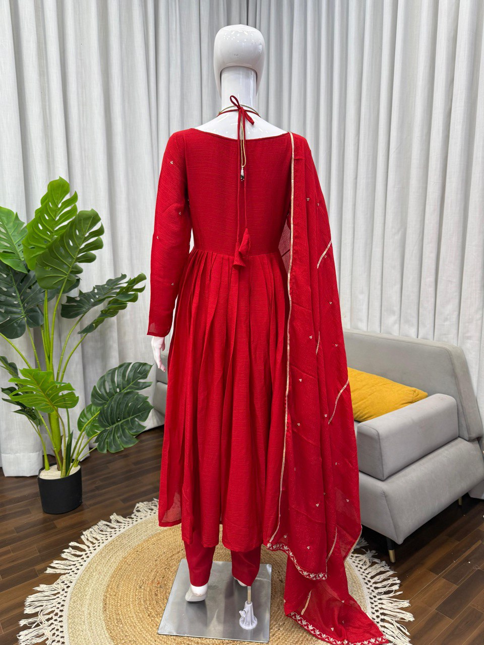 RED RUBY ANARKALI SUIT SET