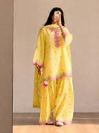 Ivory Pink Heart Printed Suit with Dupatta Set
