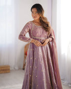 Priyanka purple  Fandy Silk Anarkali Suit Set