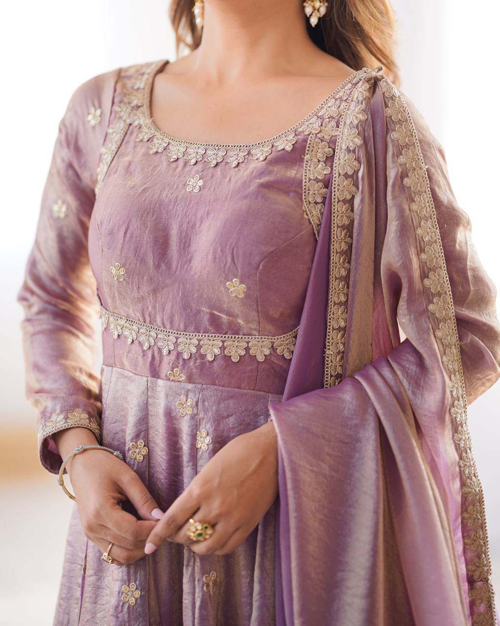 Priyanka purple  Fandy Silk Anarkali Suit Set