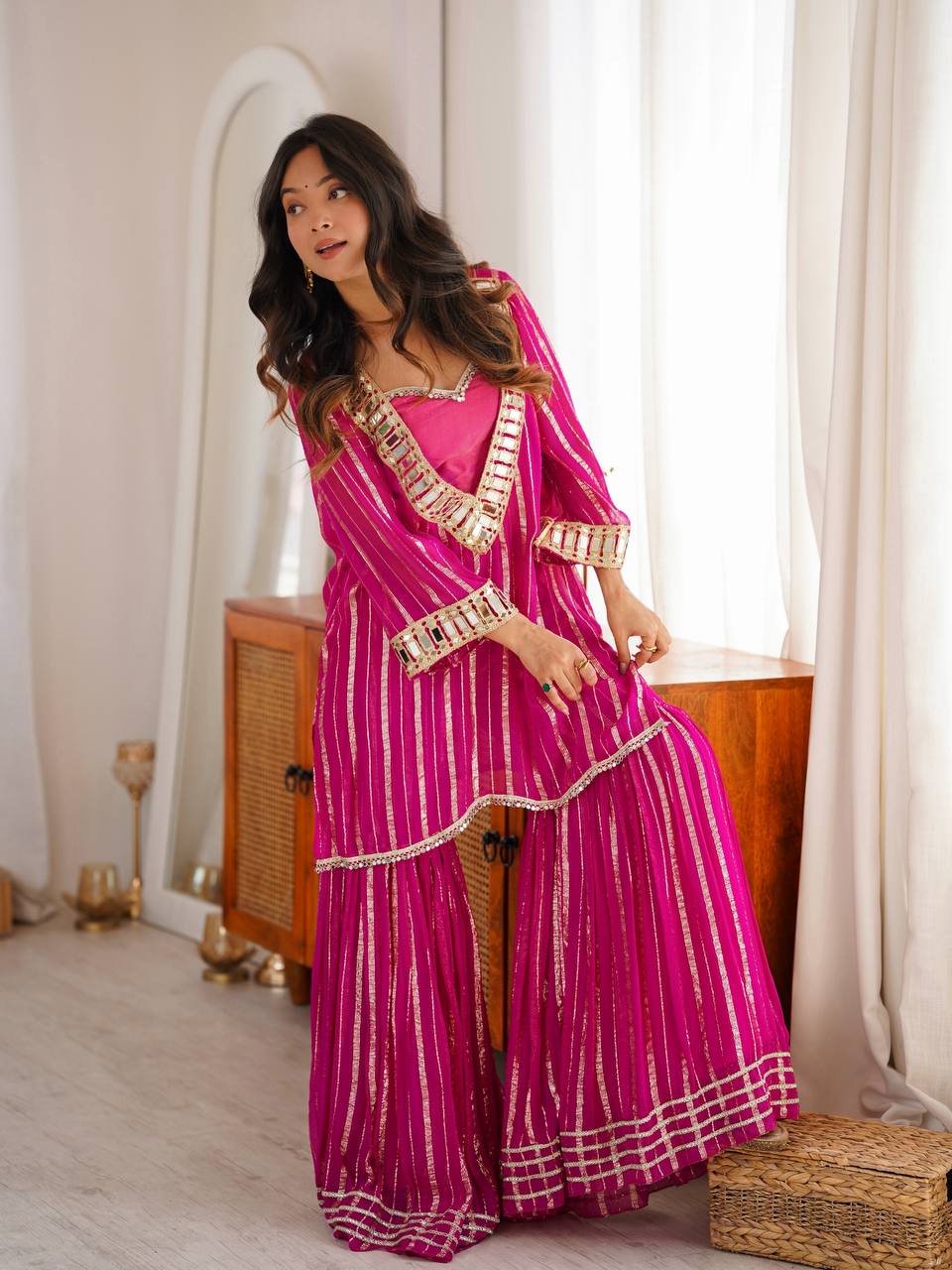 Indian Festive Pink Outfit Kurta Suit Set