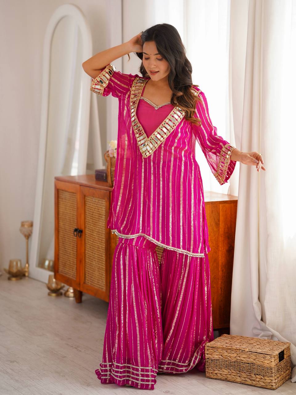 Indian Festive Pink Outfit Kurta Suit Set