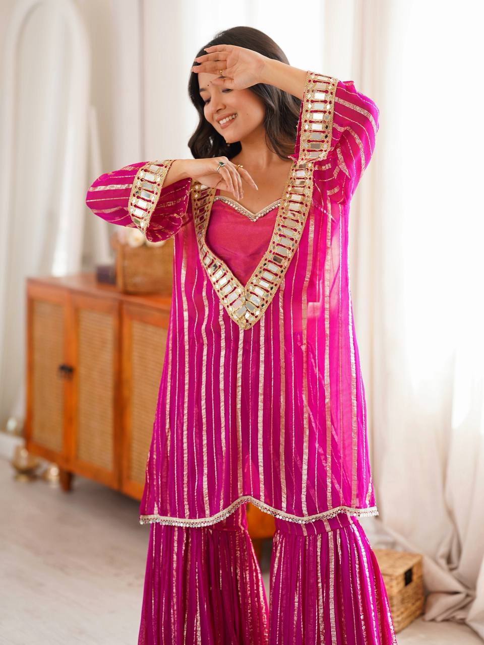 Indian Festive Pink Outfit Kurta Suit Set