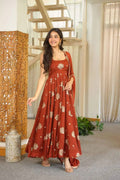 Ameera Rust Anarkali Suit Set