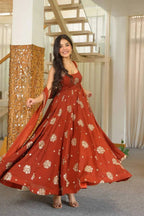 Ameera Rust Anarkali Suit Set