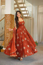 Ameera Rust Anarkali Suit Set