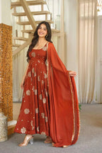 Ameera Rust Anarkali Suit Set