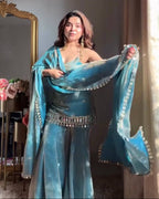 ALINA AQUA KURTA PLAZO SUIT SET