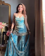 ALINA AQUA KURTA PLAZO SUIT SET