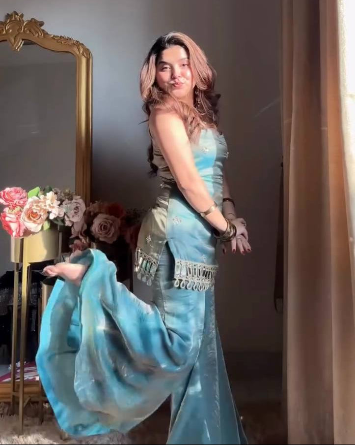 ALINA AQUA KURTA PLAZO SUIT SET